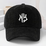 Gorra de Pana Bordada con Letras NY Unisex, Gorro Grueso y Suave para Mujer Moda Primavera-Otoño Hombres y Damas, Beanie Casual Cálido al Aire Libre Estilo Urbano Hip-Hop Talla Ajustable