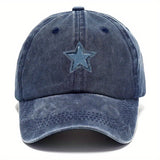 1 Gorra Ajustable con Estampado de Estrella Azul de Cinco Puntas - Sombrero Ligero Retro Unisex para Viajes, Camping y Fiestas, Correa Ajustable, Lavable a Mano, Regalo Perfecto para Papá (Día del Padre, Graduación, Acción de Gracias), Material No Elástic