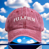 1 sombrero de camionero FUJIFILM - Ajuste ajustable, negro con logotipo blanco, perfecto para senderismo, ciclismo y diversión al aire libre, material de poliéster, lavable a mano, accesorios para senderismo