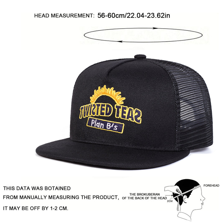 Gorra de béisbol para hombre TWRTED TEA bordada, ajustable, negra, poliéster 100%, con protección solar, para primavera, otoño, viajes, fiesta de playa