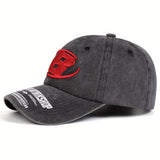 Gorra de Béisbol para Hombre - Ligera y Ajustable con Letra 'B' Roja, Visera Curva para Exteriores, Deportes y Uso Diario - Estilo Lavado Casual para Primavera/Otoño (Lavable a Mano), Accesorio de Viaje, Bordado Elegante, Fibra de Poliéster, Tela Transpir