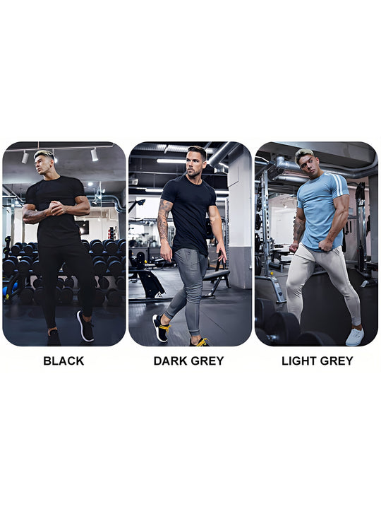 Pack de 3 Pantalones Deportivos para Hombre de Corte Holgado con Cintura Elástica y Cordón, Diseño con Dobladillo en el Tobillo - Joggers de Poliéster Resistente Ideales para Entrenamiento, Lavables a Máquina, Ropa de Gimnasio para Invierno (Paquete de 3