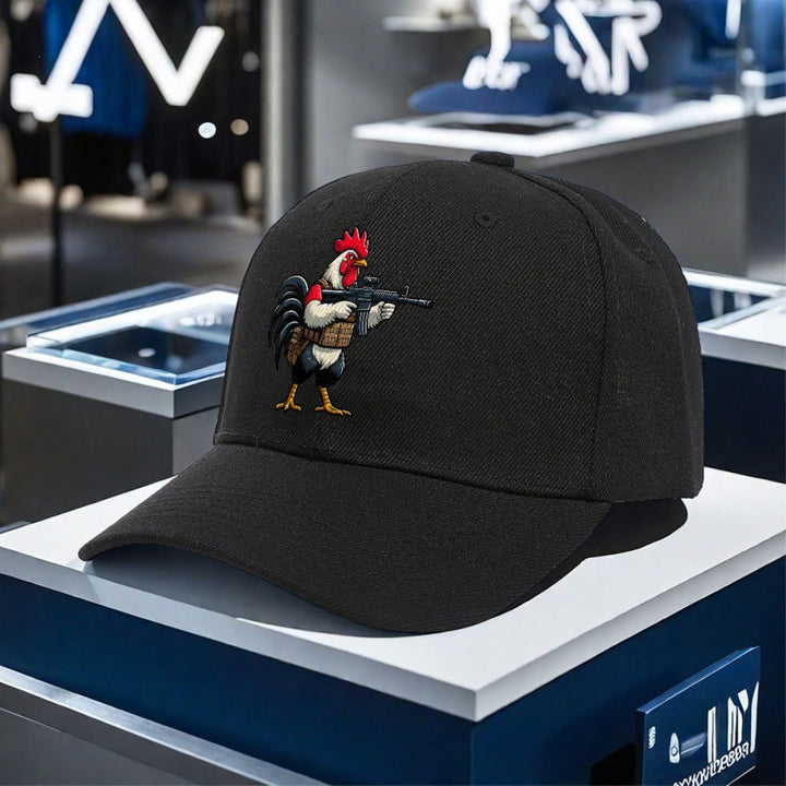 Gorra de béisbol de gallo de dibujos animados - Gorra ajustable con diseño de pistola bordada, poliéster ligero, estilo fresco y atractivo para hombres y mujeres, ideal para pesca o uso casual, gorra de pesca.