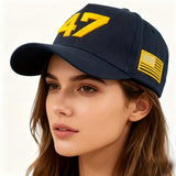 Gorra de béisbol unisex bordada número 47 - Snapback ajustable, ligera, diseño número 47, roja con bordado, perfecta para streetwear y ropa casual