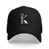1 pieza de gorra de béisbol ajustable con texto blanco de Calvin y líneas, gorra de camionero unisex