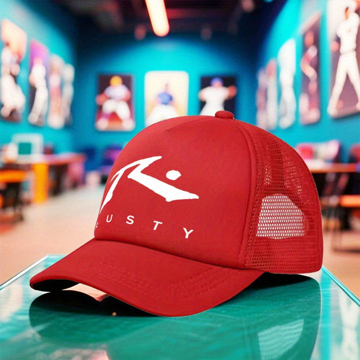 1pc Gorra Unisex Ligera de Verano y Otoño 2025 con Logo RUSTY, Gorra Snapback Negra Transpirable para Actividades al Aire Libre, Camping, Baile Callejero, Running, Fitness y Uso Casual – Regalo Versátil de Cumpleaños