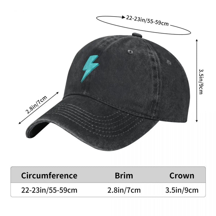Gorra de béisbol con rayo de trueno azul 2025 - Lindo, transpirable y de rayón con protección solar para hombres y mujeres, ideal para golf, pesca y actividades al aire libre, gorra de pesca.