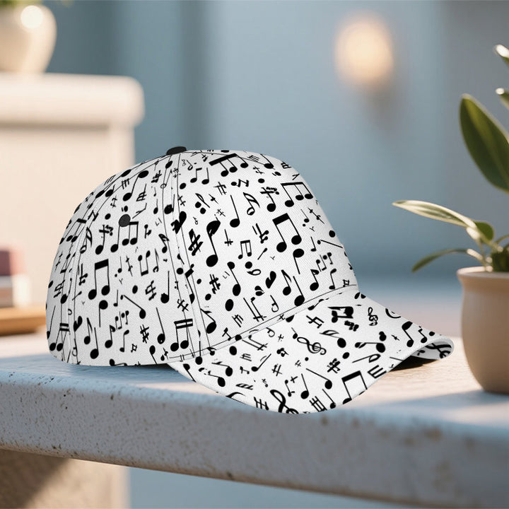 1 Gorra de Béisbol con Estampado de Notas Musicales 2D - Gorra Snapback de Poliéster Estilosa con Impresión Vibrante de Cuerpo Completo, Ligera y Ajustable para Deportes al Aire Libre y Uso Casual, Accesorio de Festival,Moda Streetwear,Diseño a la Moda,Aj