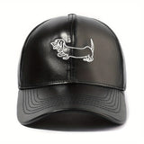 1 Gorra Unisex Ajustable de Cuero PU con Cabeza de Tigre Bordada y Ojos Rojos, Cierre de Botón, Estilo Streetwear para Vacaciones al Aire Libre, Detalles Bordados, Accesorio de Moda, Sombrero Elegante, Tela Duradera, Ideal para Amantes de la Moda