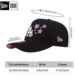 Gorra de béisbol New Era negra con visera curva y tapa rígida, bordado con la letra LA, sombrero unisex ajustable para hombres y mujeres - Moderna, deportiva, casual, para exteriores, camping, picnic y escalada
