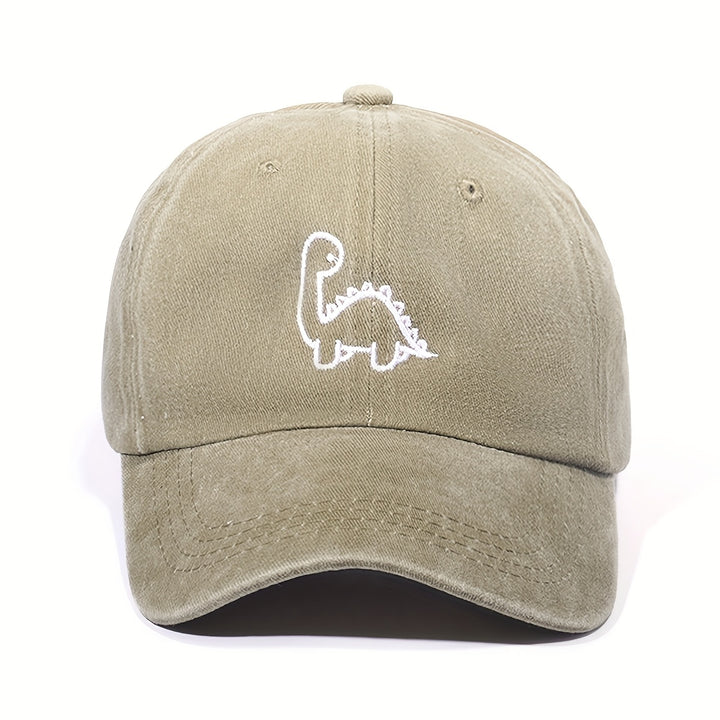 Gorra de Béisbol Ajustable con Dinosaurio Lindo - Transpirable, Lavable a Mano, Gorra de Papá de Poliéster con Visera Curva para Uso Casual