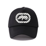 Gorra de béisbol unisex con estampado de rinoceronte RESTZONE, estilo casual, 100% poliéster con malla, ideal para protección solar al aire libre, deportes y pesca