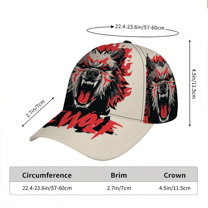 1 gorra de béisbol ajustable con estampado 2D de Espíritu Lobo de Fuego - Gorra Snapback de poliéster con diseño vibrante de cuerpo completo, ideal para streetwear, running y deportes, Accesorio de Festival,Moda Streetwear,Sombreros de Moda,Ajuste Cómodo,
