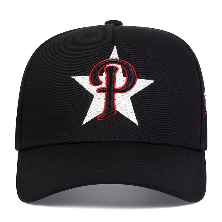 Gorra de Béisbol Ajustable para Mujer con Diseño de Letra P y Estrella, UPF, 5 Paneles, Varios Colores para Viajes al Aire Libre, Playa o Casual, Paquete Individual