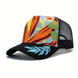 1pc Gorra de Béisbol Bordada para Hombre con Diseño Tropical Vibrante, Sombrero Transpirable para Playa, Deportes y Salidas Casuales, Accesorio de Viaje, Cabezal Elegante, Cómodo