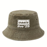 MAKEFGE Gorra Unisex Oasis Live'25 Estampada - Gorra Trucker Ligera para Hombres y Mujeres, 5 Colores (/Azul Marino/Morado Oscuro/ Marino/Beige), Cierre Ajustable con Broches, Protección Solar Transpirable para Camping, Viajes y Vacaciones, Equipo de Camp