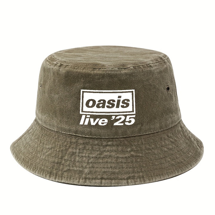 MAKEFGE Gorra Unisex Oasis Live'25 Estampada - Gorra Trucker Ligera para Hombres y Mujeres, 5 Colores (/Azul Marino/Morado Oscuro/ Marino/Beige), Cierre Ajustable con Broches, Protección Solar Transpirable para Camping, Viajes y Vacaciones, Equipo de Camp