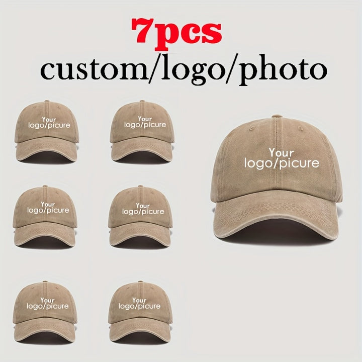7 Paquetes de Gorras de Béisbol Personalizadas - Pedido al por Mayor con Logo/Texto/Imagen Personalizado, Gorras Ajustables Snapback para Hombres y Mujeres, Gorras Ligeras para Todas las Estaciones con Tu Logo (Costo de Impresión del Logo Varia) - Ideales