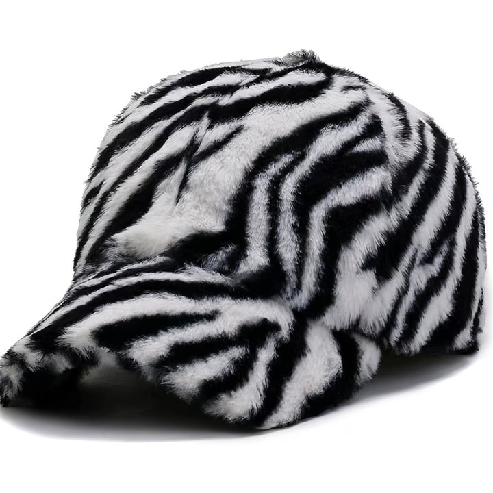 Gorra de Béisbol Estampado Leopardo Invierno - Beige y , Gorro Ligero y Cálido para Mujeres y Hombres, Ajuste Elástico, Fiestas, Diario, Deportes - Solo Lavado a Mano