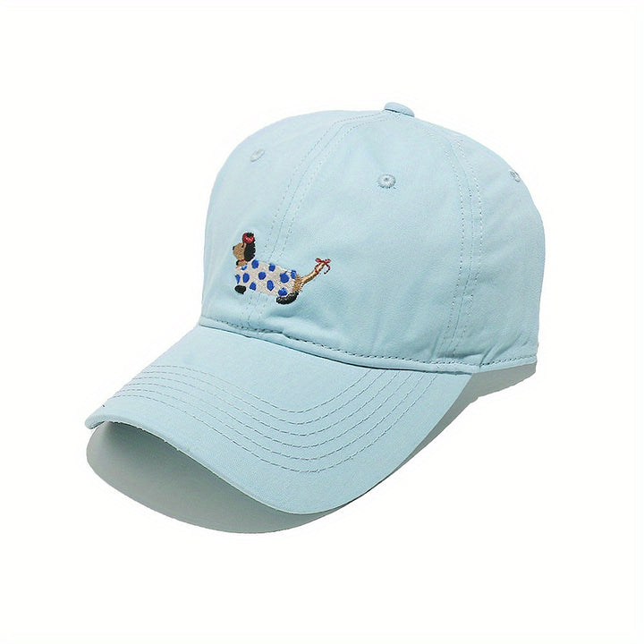 Gorra de Béisbol para Mujer - Cierre Ajustable Snapback, Sombrero Ligero y Transpirable para el Sol, Ideal para Diario, Fiestas o Escuela - Azul Pastel, Gorra con Diseño de Perrito Lindo para Amantes de los Perros, Accesorio Cómodo y Divertido, Moda Casua