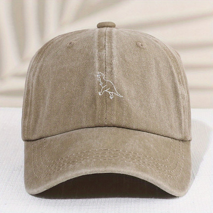 1 Gorra De Béisbol Con Bordado De Dinosaurio Retro Lavado Para Niños, Sombrilla Con Protección Solar, Sombrero De Lengua De Pato Que Combina Con Todo A La Moda