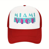 Fabric. Gorra de béisbol inspirada en Miami Vice para hombres y mujeres - Gorra de camionero de malla ligera y transpirable con visera ajustable, diseño en dos tonos, perfecta para todas las estaciones y regalo de vacaciones