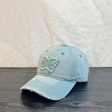 Gorra de Béisbol Bordada con Parche de Mariposa y Ala Ancha, Gorra Duckbill Lavado Desgastada y Rotos, Pequeña Azul Unisex a la Moda que Deja al Descubierto el Rostro