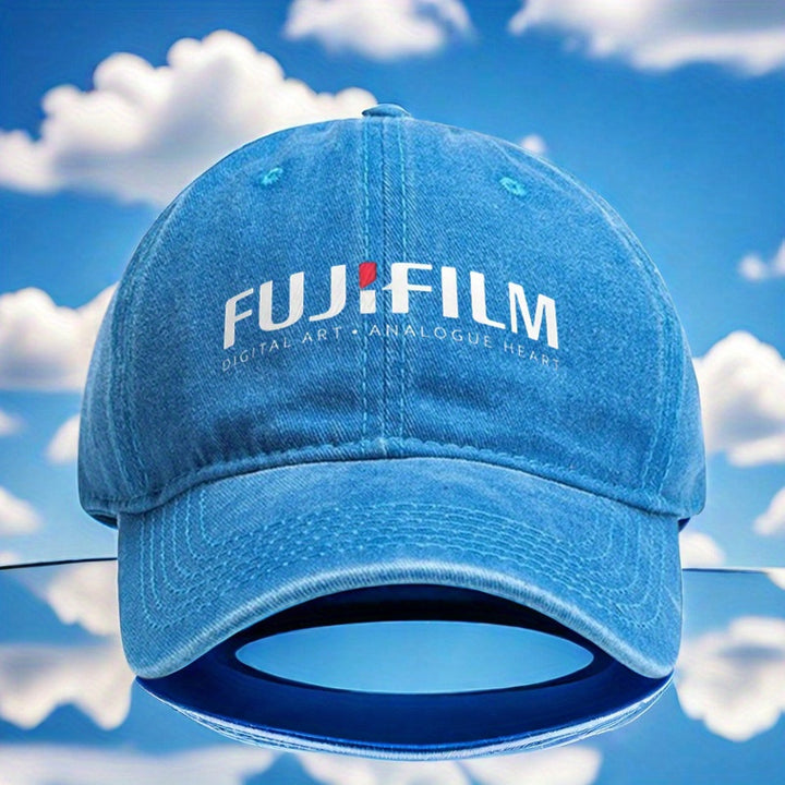 1 sombrero de camionero FUJIFILM - Ajuste ajustable, negro con logotipo blanco, perfecto para senderismo, ciclismo y diversión al aire libre, material de poliéster, lavable a mano, accesorios para senderismo