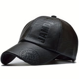[Gorra de Cuero Ajustable para Hombre] Gorra de Béisbol Ajustable y Transpirable de Cuero PU 1ud para Hombre - Sombrero Casual para el Sol - Regalo de Navidad