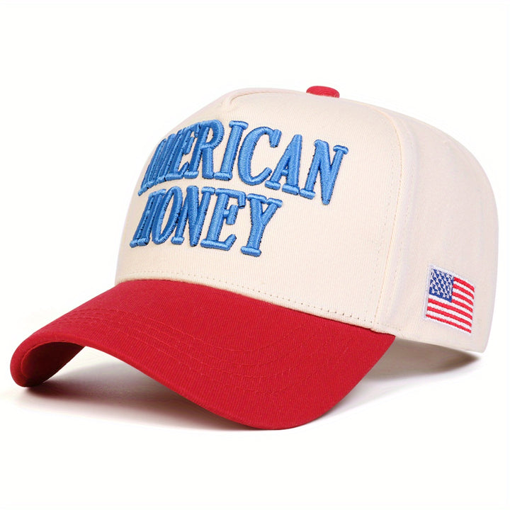 Gorra de Béisbol para Hombre 1 Unidad - Gorra Ligera Ajustable de Poliéster con Diseño Patriótico Azul y Rojo, Estrellas y Rayas, Ideal para Viajes al Aire Libre, Playa o Uso Casual