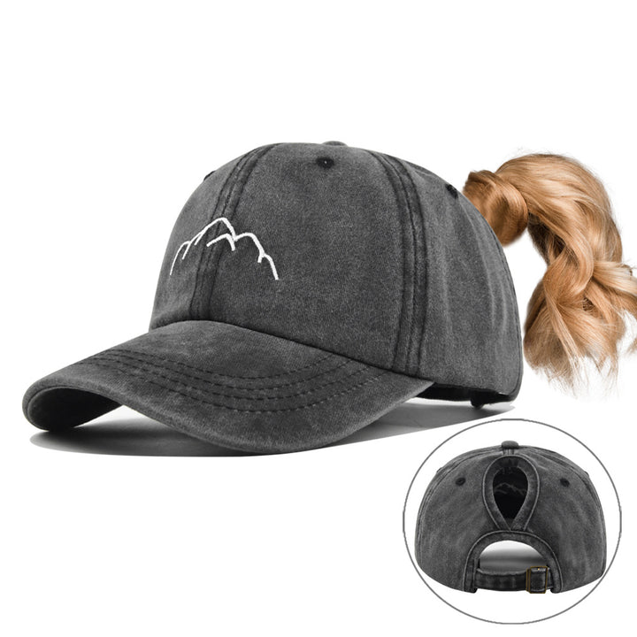 Gorra de Béisbol Ajustable con Bordado 3D para Mujer, Estilo Retro para Senderismo, Viajes y Atuendos Navideños - Gorra de Cola de Caballo para Uso Diario (No Elástica)