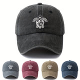 Gorra de béisbol de impresión de moda Tortuga, estilo clásico retro lavado con visera curva, accesorio casual de vacaciones al aire libre, gorra de conductor de camión