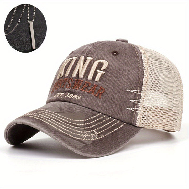 Conjunto de 2 piezas, sombrero + 'Lindos adornos' bordado, sombrero de papá viejo, gorras de béisbol retro para hombres y mujeres, sombrero de sol hip-hop, sombrero de red.