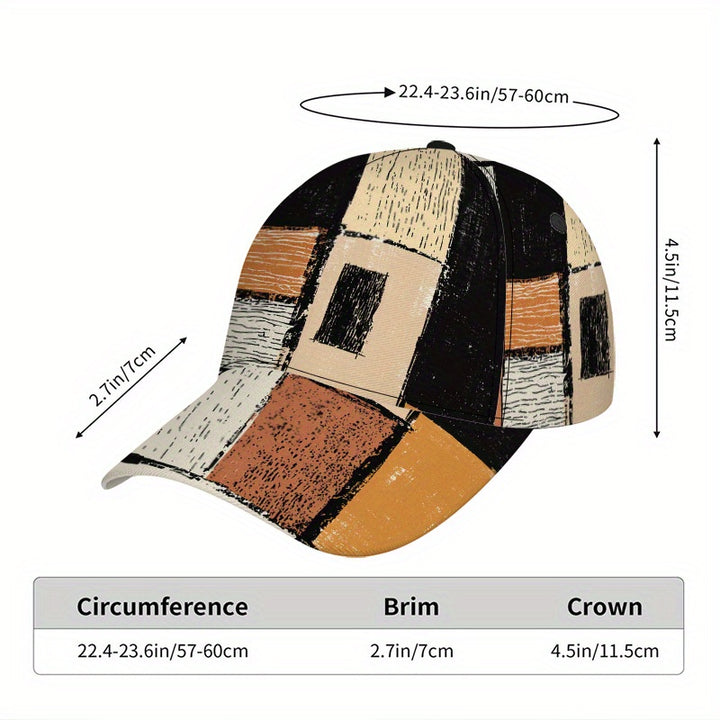 1 gorra de béisbol Snapback de poliéster con estampado abstracto de patchwork 2D para Acción de Gracias - Gorra con impresión vibrante de cuerpo completo, ideal para deportes, running y estilo casual urbano, Cubierta para la Cabeza al Aire Libre,Moda Stre