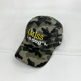 Gorra de béisbol de perro con letra bordada de caricatura americana, para mujeres, ajustable, ligera, de poliéster, con pico de pato de camuflaje, para vacaciones