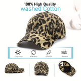 1 Gorra de Béisbol para Mujer con Estampado de Leopardo - Ajustable, Transpirable, Ideal para Exteriores y Fiestas, Diseño Versátil Compatible con Coletas, Accesorio Casual, Tela Fácil de Cuidar