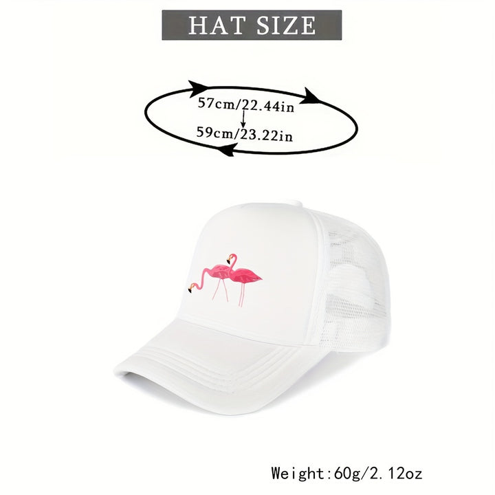 Dos Flamingo Estampado Transpirable Malla Trasera Gorra de Béisbol Adecuada para Uso Diario y Viajes al Aire Libre Ajustable Curva Casual Visera para Hombres y Mujeres Todas las Estaciones Gorra de Camionero