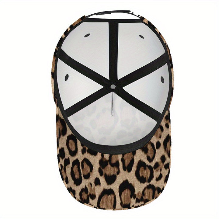 1 gorra de béisbol ajustable con estampado vibrante de leopardo 2D - Snapback con diseño de cuerpo completo, ideal para deportes, running y moda urbana al aire libre