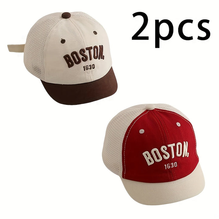 2pcs Gorros de Verano Ligeros para Niños y Niñas con Bordado de Letras, Adecuados para Uso Diario al Aire Libre, Viajes a la Playa, Senderismo, Para Bebés de 6-24 Meses, Perfectos para el Día de Acción de Gracias