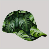 Gorra de béisbol estilo callejero CUTEHSJ con hoja de Monstera verde - Cierre ajustable con hebilla ligera, tejido de poliéster, ideal para playa, actividades al aire libre, pesca y vacaciones, accesorio de vacaciones | Diseño vibrante de gorra | Gorra li