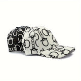 Gorra de béisbol transpirable para hombre y mujer, ajustable, negra con estampado de calavera y huesos cruzados en blanco, ideal para primavera y verano, sombrero casual | Gorra con estampado de calavera | Tela transpirable