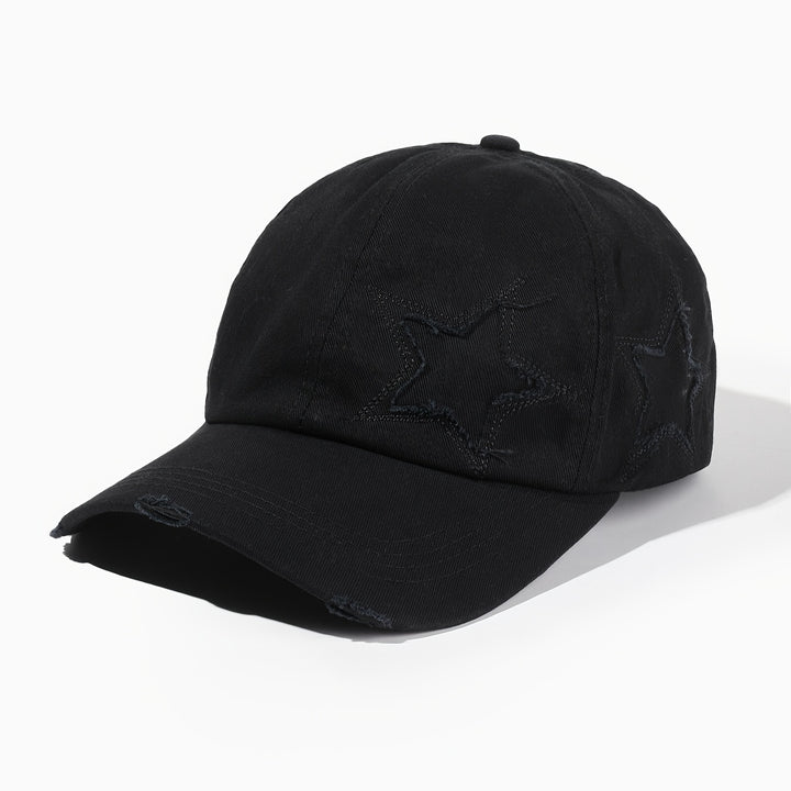 1 pieza, gorra de béisbol ajustable para mujer con doble estrella de cinco puntos bordada - Tejido transpirable, cierre de snapback, diseño blanco y negro para vacaciones al aire libre, uso casual y accesorios navideños, ropa de cabeza para vacaciones, eq