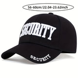 1 gorra de béisbol con borde curvo - Ligera, ajustable y con cierre de clic, con letras de SEGURIDAD audaces, para uso al aire libre en todas las estaciones, ropa de calle de hip-hop para hombres y mujeres - Diseño de contraste negro/blanco, ropa casual p