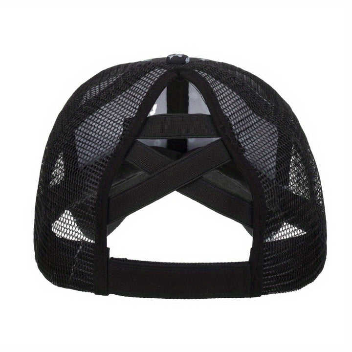 1 Gorra de Béisbol Negra Estampada con Visera, Sombrero Casual para Vacaciones y Exteriores