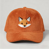 Gorra de béisbol de pana bordada con zorro - Snapback ajustable, gorra de camionero unisex transpirable con visera curva, estilo Y2K para hombres y mujeres, moda de verano, ropa casual, sombrero casual | Gorra de moda Y2K | Sombrero duradero