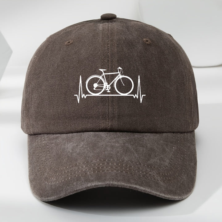 Gorra de Béisbol Clásica Lavada para Hombre MAKEFGE con Estampado de Bicicleta - Poliéster Suave y Transpirable para Deportes al Aire Libre y Uso Casual