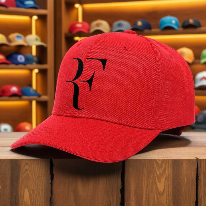 Gorra Trucker para Hombre con Estampado de Logo RF - Gorra Deportiva Negra en Contraste Blanco y Letras Rojas, Ligera y Ajuste Estructurado Ideal para Tenis, Baloncesto, Skateboarding, Hip Hop & Actividades al Aire Libre Casuales - Lavable a Máquina, Perf