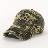 1 gorra de béisbol para hombre con estilo desgastado, camuflaje, estampado de vaca y manchas de leopardo - Gorra ligera de estilo urbano, estilo deshilachado para looks casuales, escuela, citas - Textura lavada (tejido sin elasticidad) - Ideal para la vue
