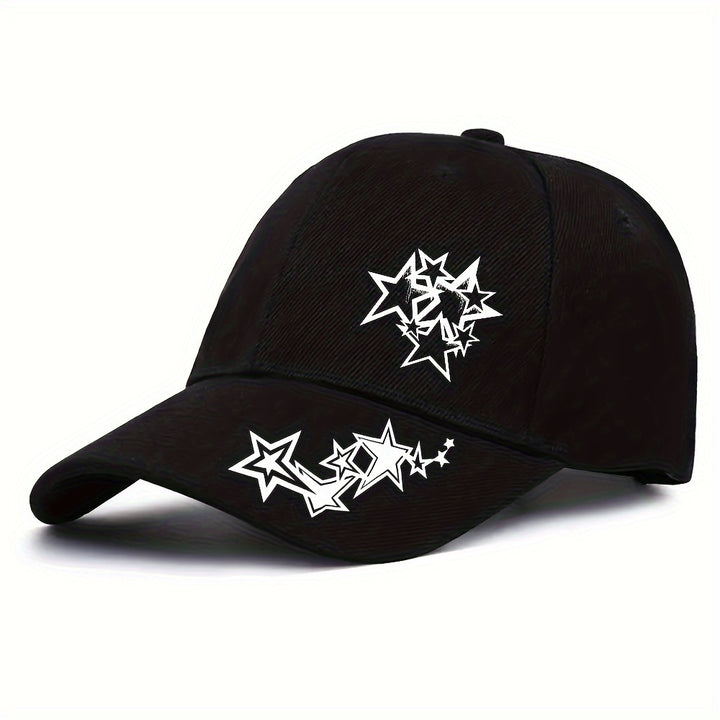 1 Gorra de Béisbol Negra con Estrella Blanca - Ligera, Ajustable Snapback para Hombres y Mujeres, Visera Curva, Streetwear, Deportes, Casual Talla Única para Uso Diario al Aire Libre