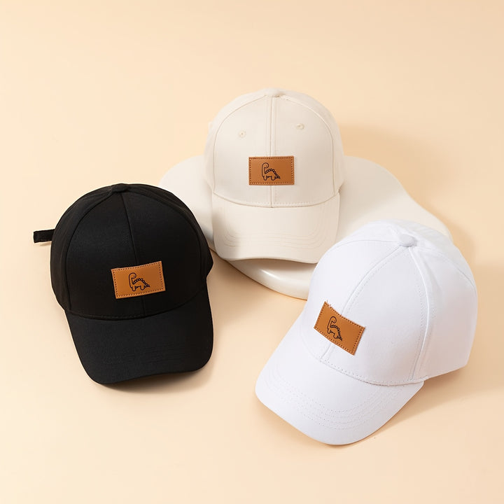 3 Gorras de Béisbol de Cuero Sintético con Diseño de Dinosaurios para Niños, Adecuadas para Uso Diario